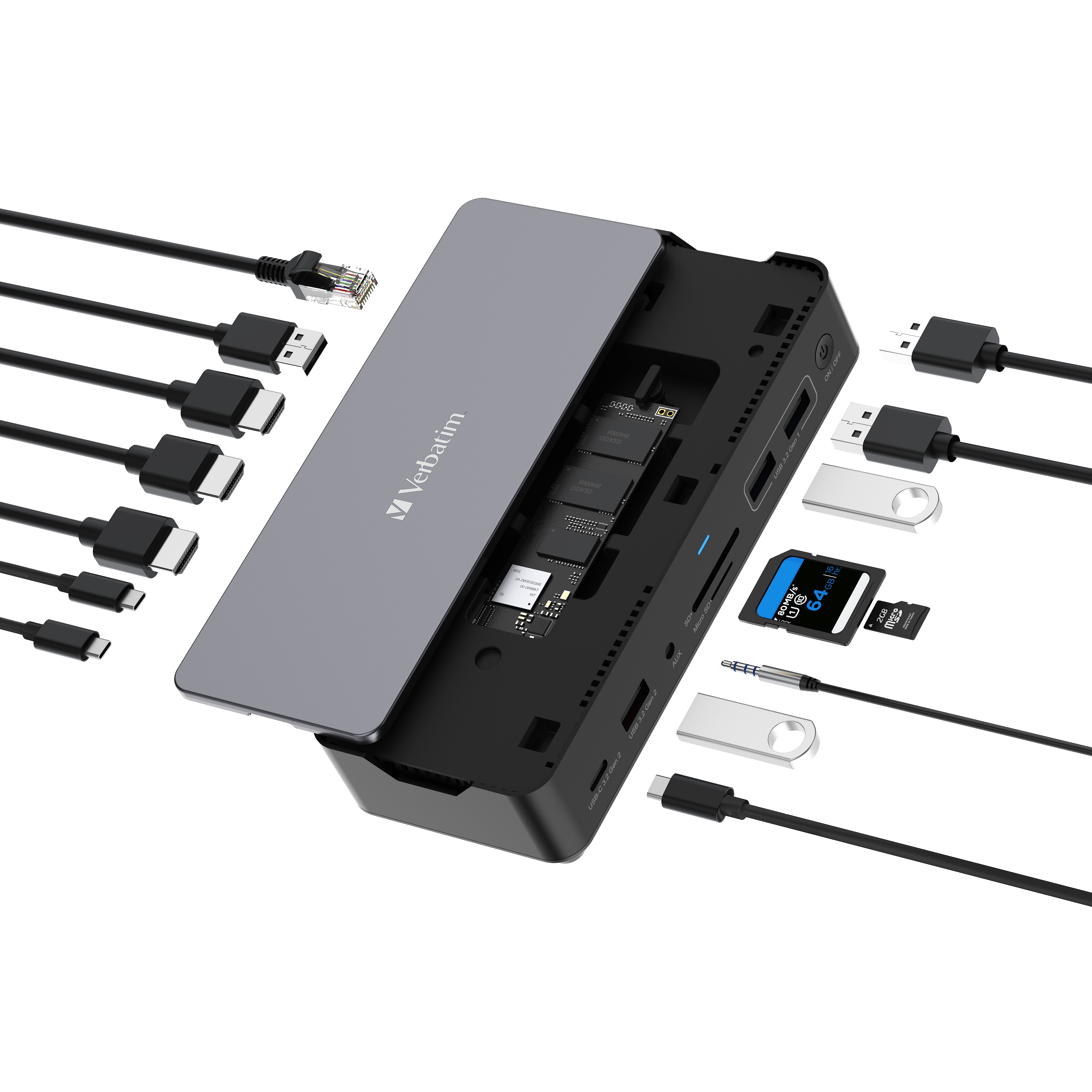 Док-станция USB-C Pro на 15 портов со слотом для твердотельного накопителя CDS-15S